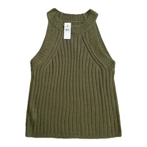 LOFT Olive Textured Knit Sleeveless Top